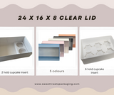 Clear Lid Deep Hamper/Cupcake Box  - 24 x 16 x 8 cm