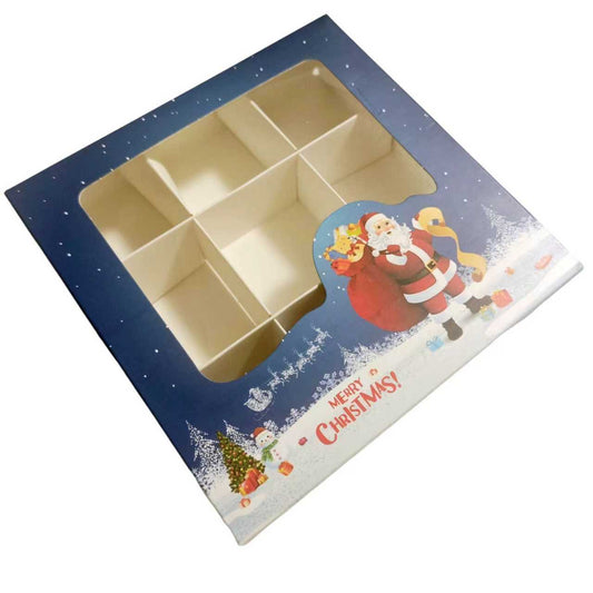 PRE ORDER - Blue Christmas Santa & Snowman Window Box with Inserts – 15x15x3.5cm