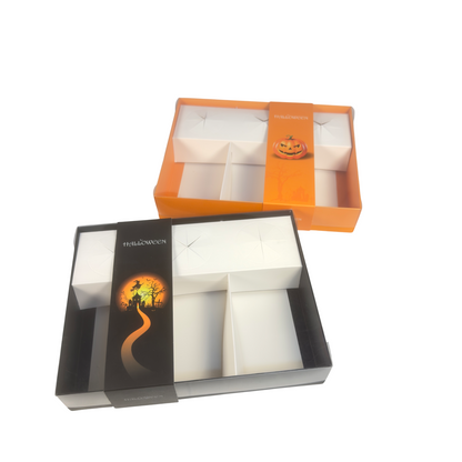 Clear Lid Fondue/Dipping Box 3 section with Halloween Sleeve- 26x20x5cm