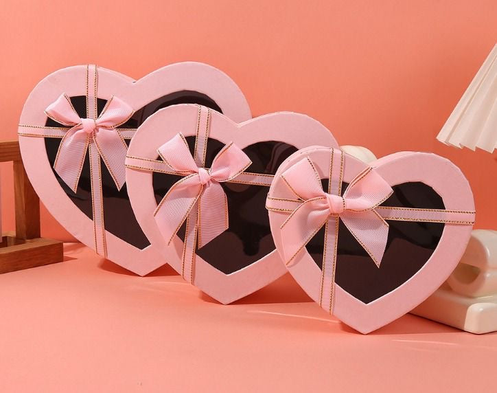 Fillable Heart Gift Boxes with Clear Window - Set of 3