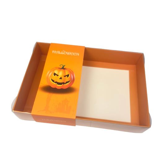 Clear lid Orange box with Orange Pumpkin sleeve - 20 x 14 x 3.5cm