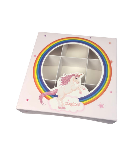 Pink with Unicorn Design Window box - 15x15x3.5cm