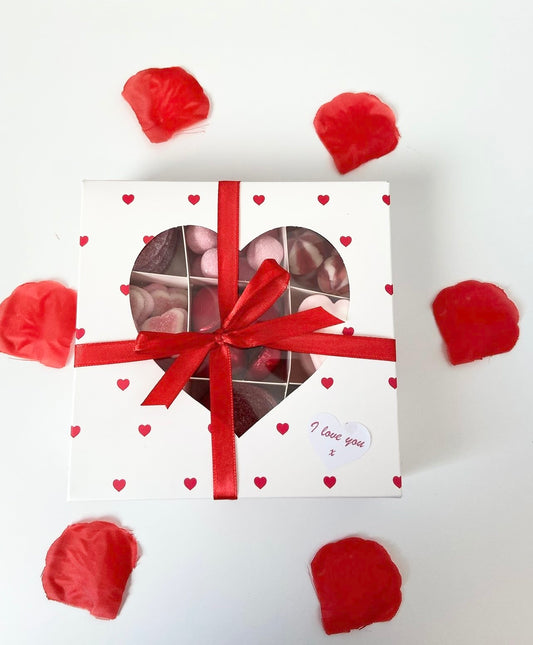 Empty Red Heart Window Box with inserts - 15x15x3.5cm