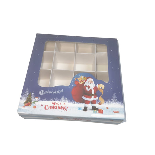 Blue Christmas Santa & Snowman Window Box with Inserts – 15x15x3.5cm