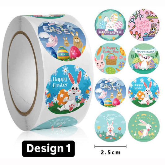 Easter Design Stickers - 2.5cm(1inch ) Full Roll - 3 Designs