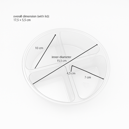 PRE-ORDER - Clear 4 Section Platter Tray With Flat Lid