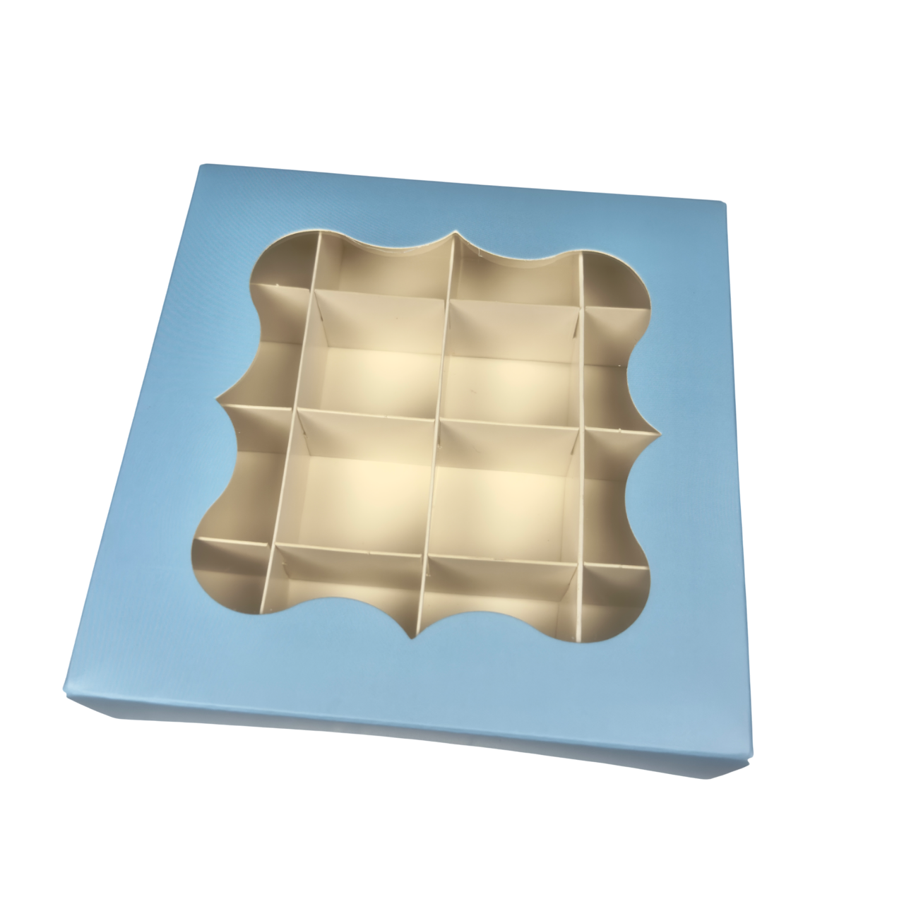 Empty baby Blue window Boxes with inserts - 15x15x3.5cm
