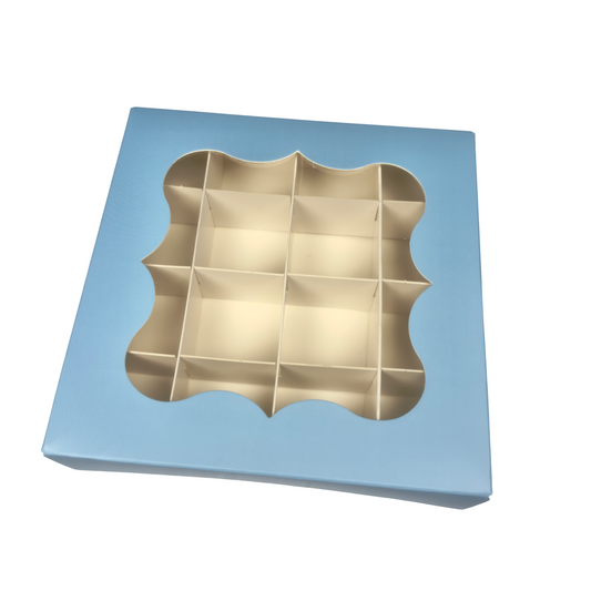 Empty baby Blue window Boxes with inserts - 15x15x3.5cm