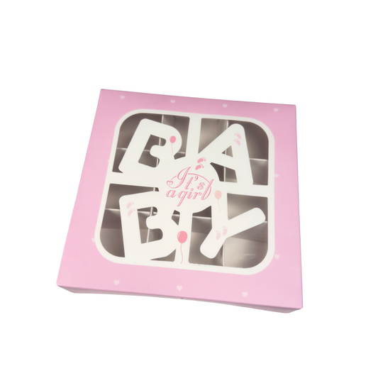 Baby 'Its a girl' Window Box With Inserts - 15x15x3.5cm