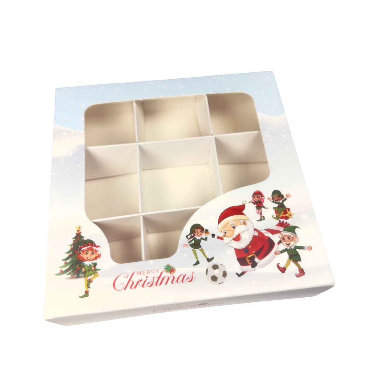 Football With Santa Window Boxes With Inserts - 15x15x3.5cm