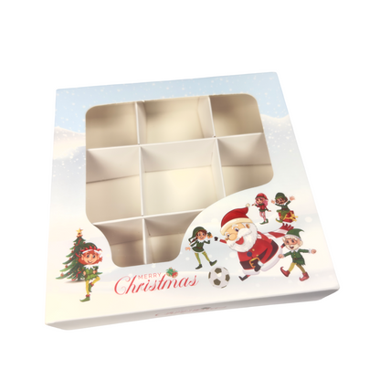 Football With Santa Window Boxes With Inserts - 15x15x3.5cm