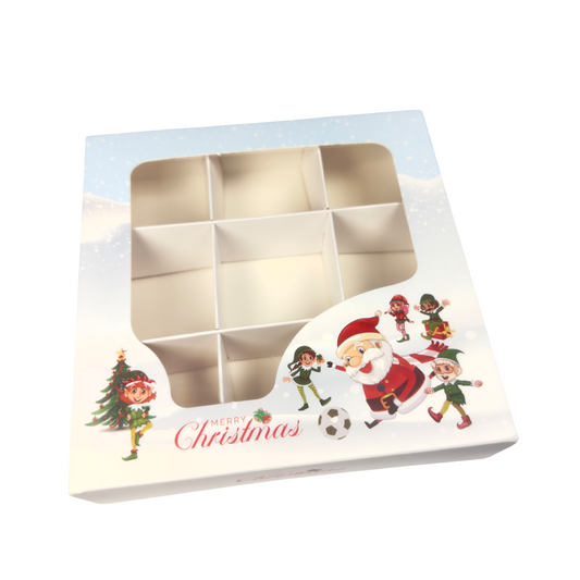 Football With Santa Window Boxes With Inserts - 15x15x3.5cm