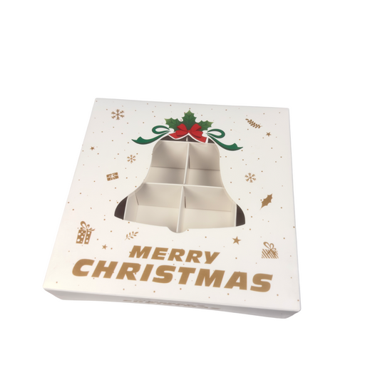 White Christmas Bell Shape Window Box With Inserts – 15x15x3.5cm