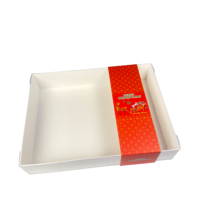 Clear lid box with Red Santa sleeve - 26 x 20 x 5cm