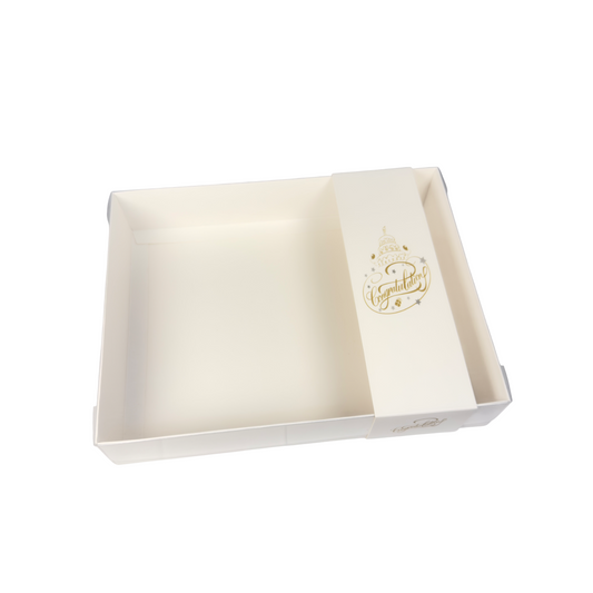 Clear lid White box with Congratulations sleeve - 26 x 20 x 5cm