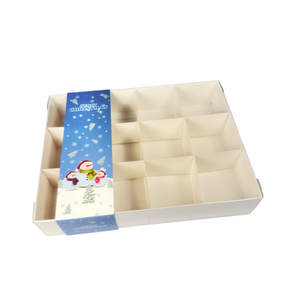 Clear Lid Box With Blue Snowman Sleeve - 26 x 20 x 5cm