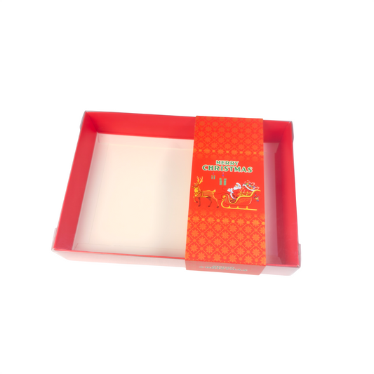 Clear lid box with Red Santa sleeve - 20 x 14 x 3.5cm