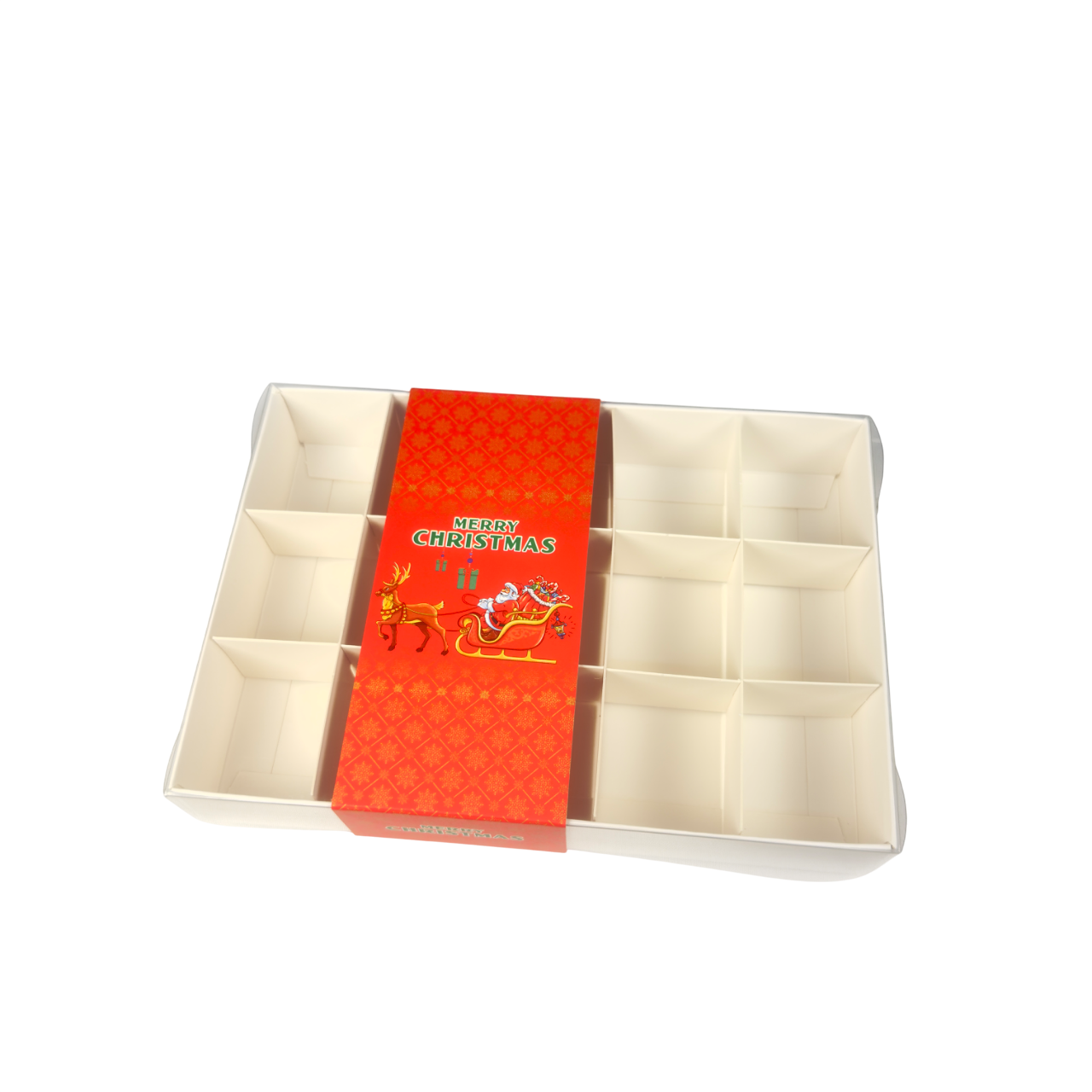 Clear lid box with Red Santa sleeve - 20 x 14 x 3.5cm