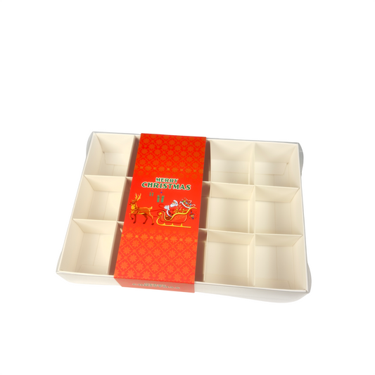 Clear lid box with Red Santa sleeve - 20 x 14 x 3.5cm