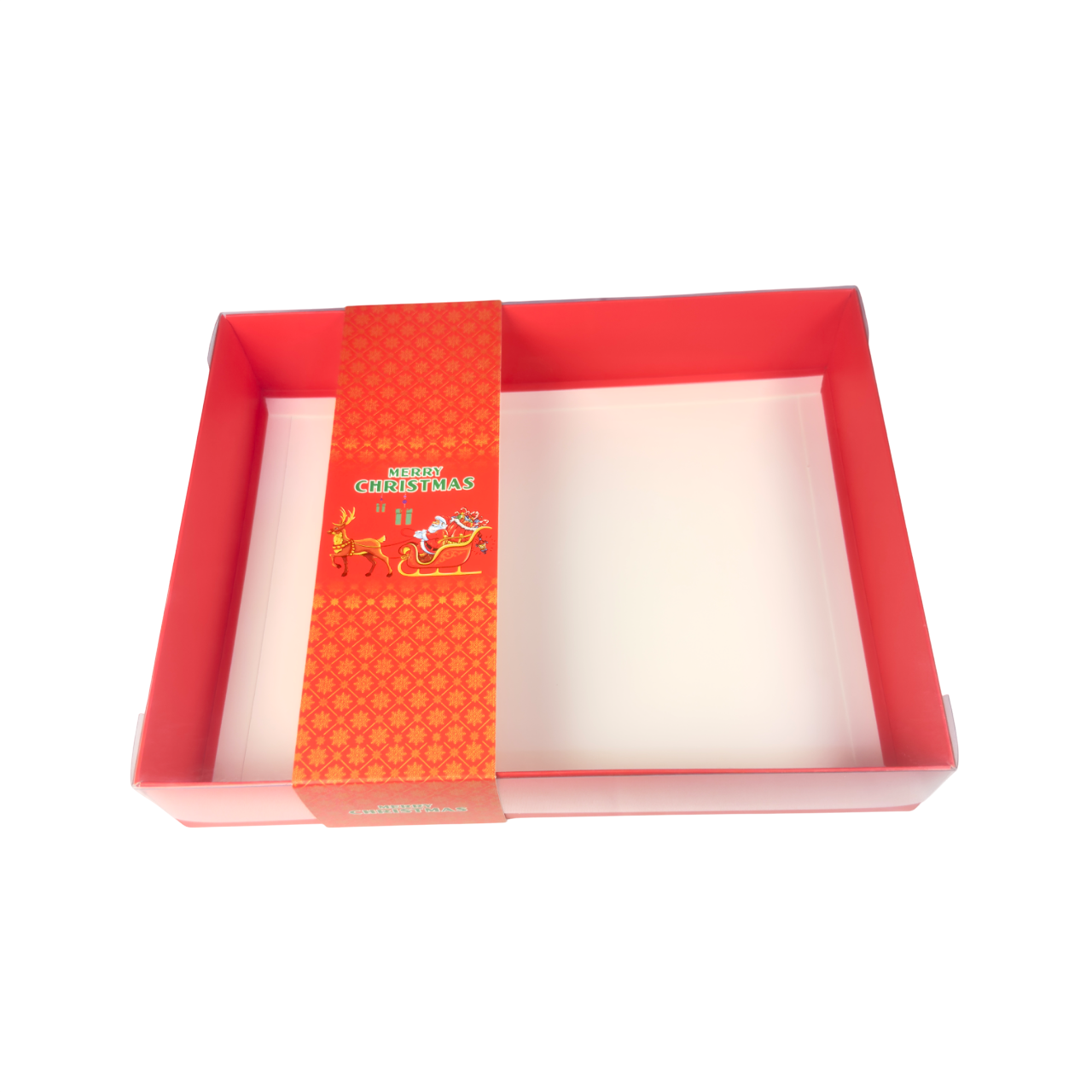 Clear lid box with Red Santa sleeve - 26 x 20 x 5cm