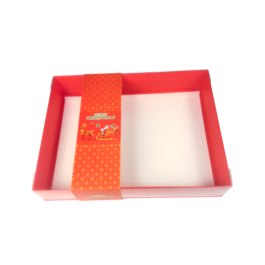 Clear lid box with Red Santa sleeve - 26 x 20 x 5cm