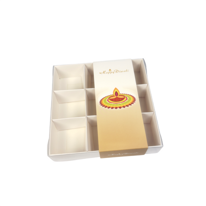 Clear Lid Box with Diwali Sleeves - 15 x 15 x 3.5 cm