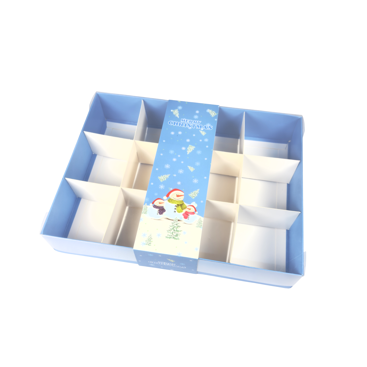 Clear Lid Box With Blue Snowman Sleeve - 26 x 20 x 5cm