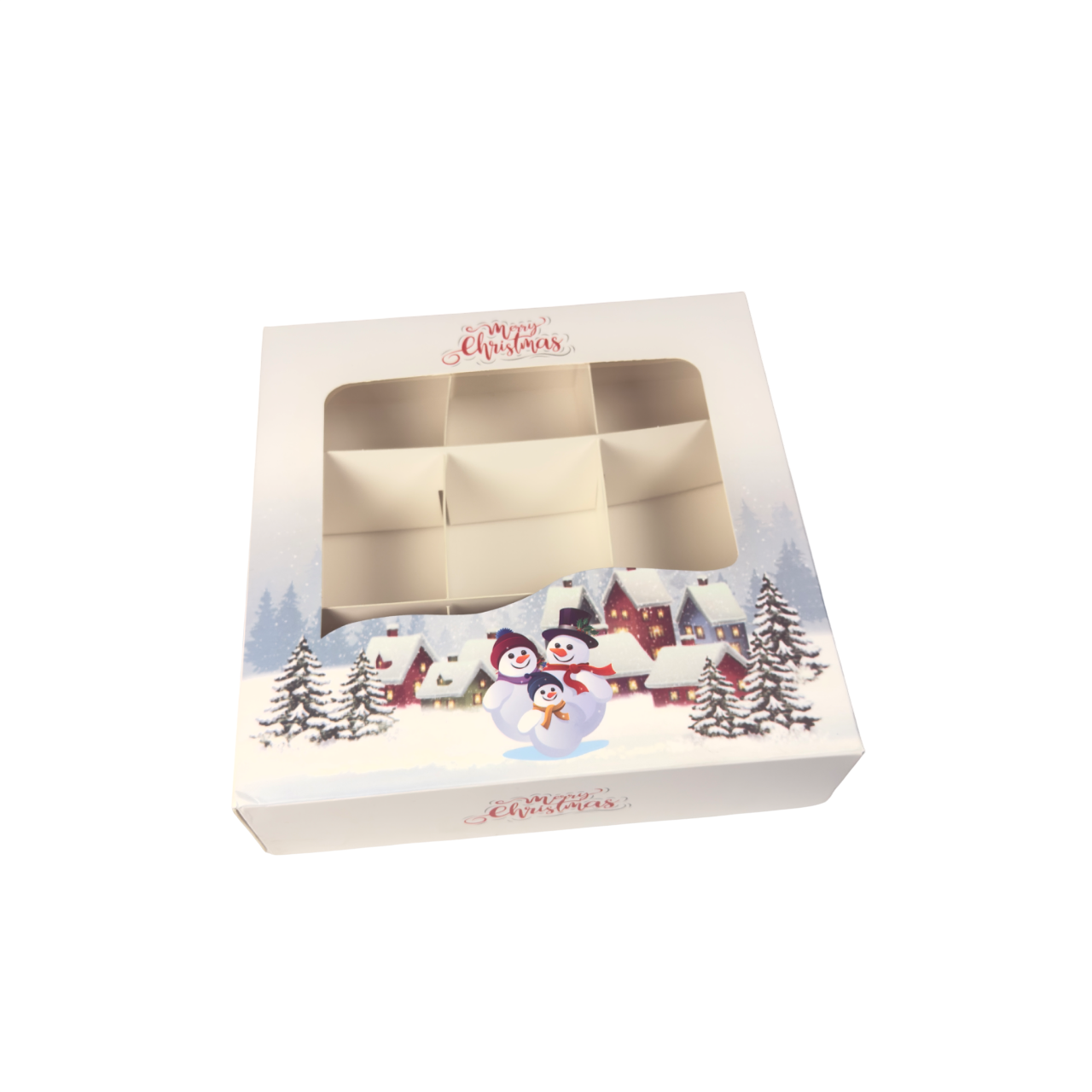 Snowman family window section boxes - 18x18x5cm