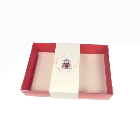 Clear Lid Box With Valentine Teddy sleeve - 20 x 14 x 3.5cm