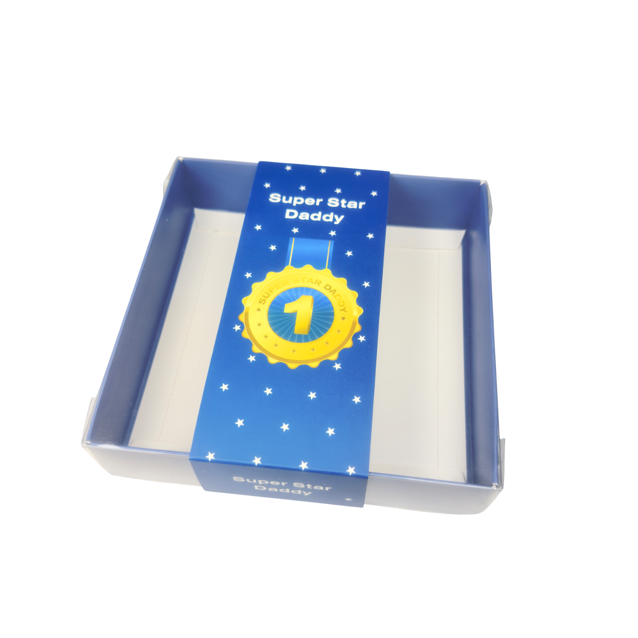 Clear Lid Box With Blue Super Star Daddy Sleeve - 15 x 15 x 3.5cm