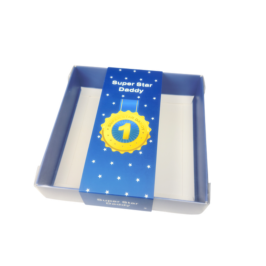 Clear Lid Box With Blue Super Star Daddy Sleeve - 15 x 15 x 3.5cm