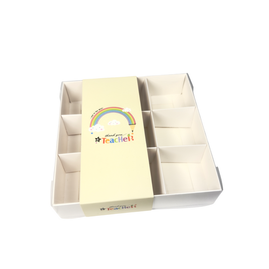 Clear Lid Box With Thank You Teacher Sleeve - 15 x 15 x 3.5cm