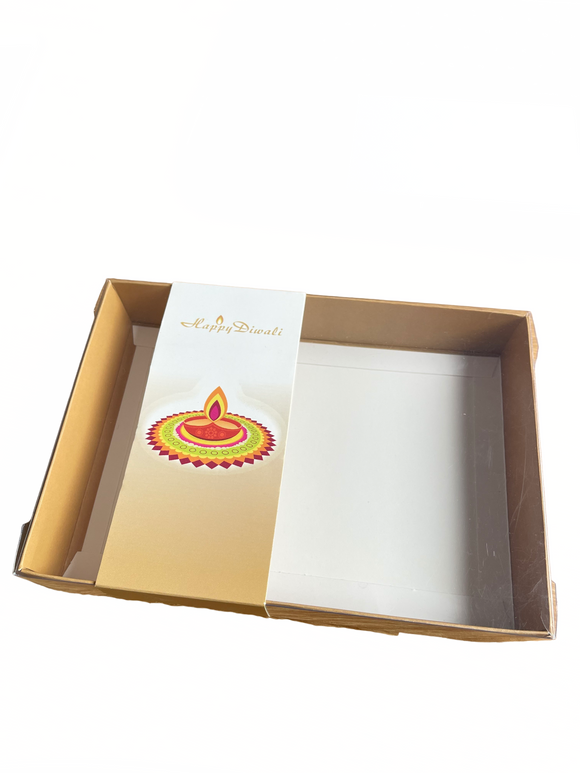 Clear lid box with Diwali sleeves - 20 x 14 x 3.5 cm