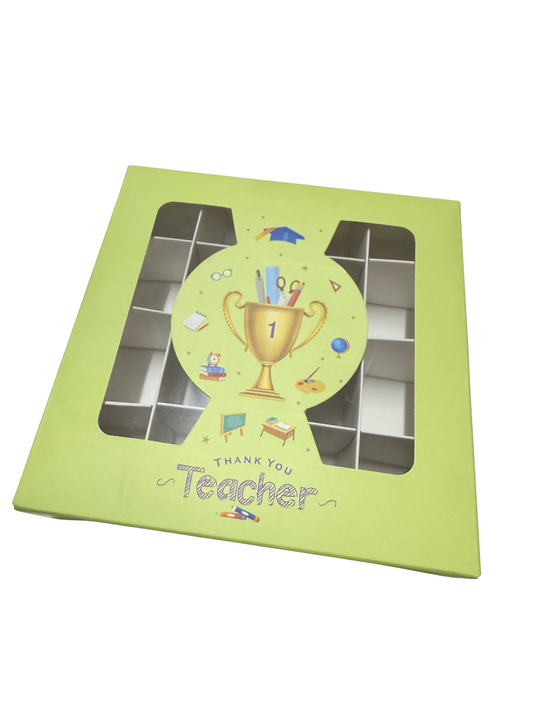 Thank You Teacher Lime Section Box With Window - 15x15x3.5cm