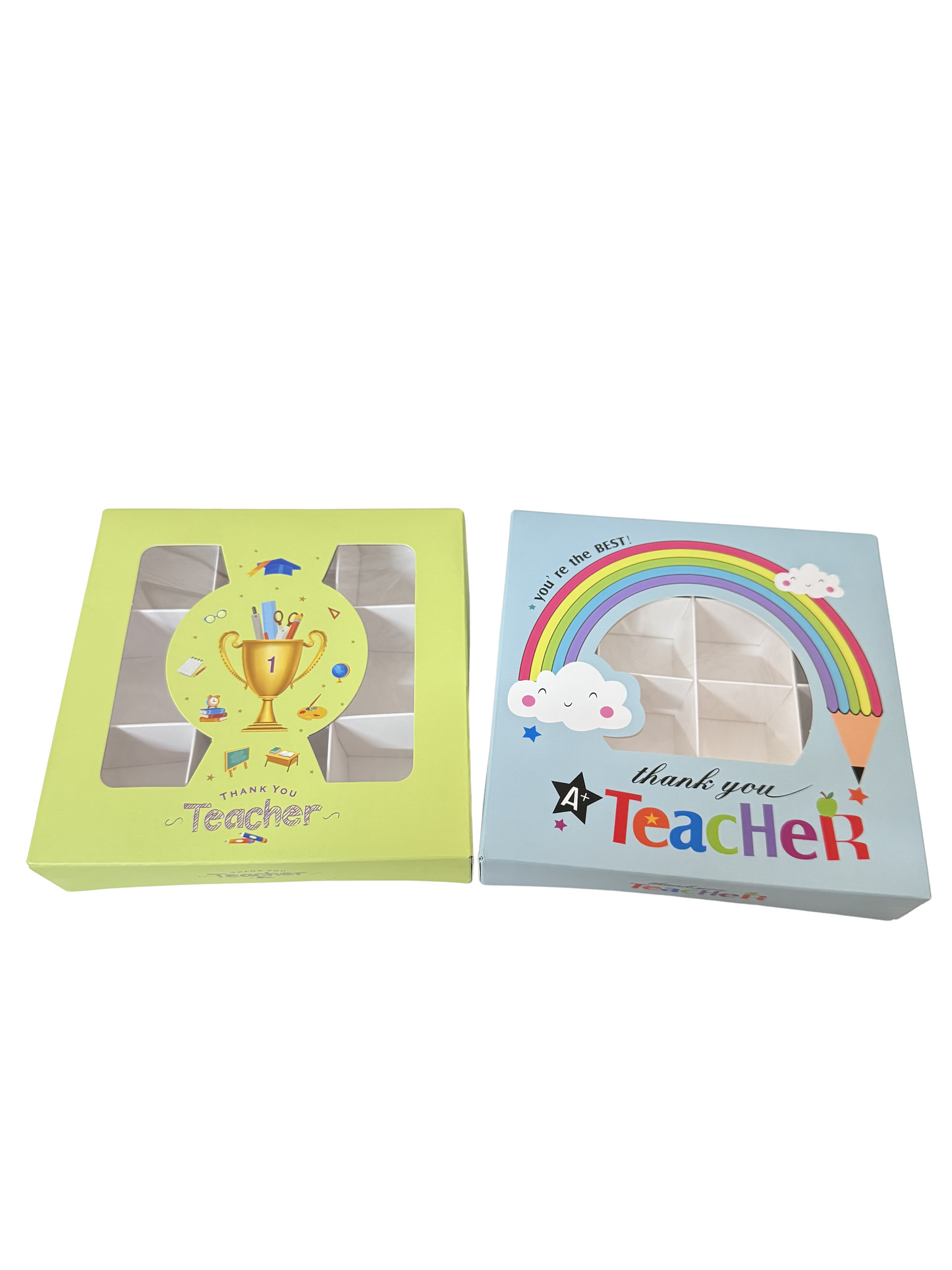 Thank You Teacher Lime Section Box With Window - 15x15x3.5cm