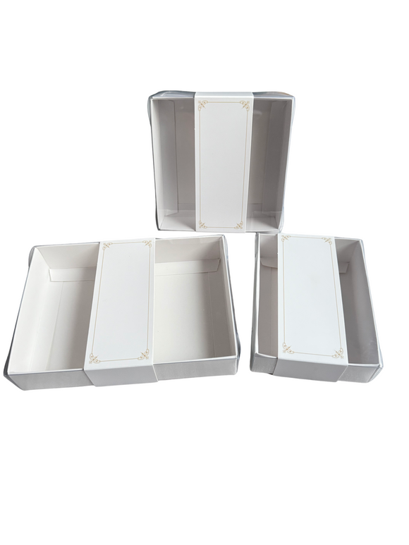 Clear Lid Box With Plain White Sleeve - Multiple Sizes