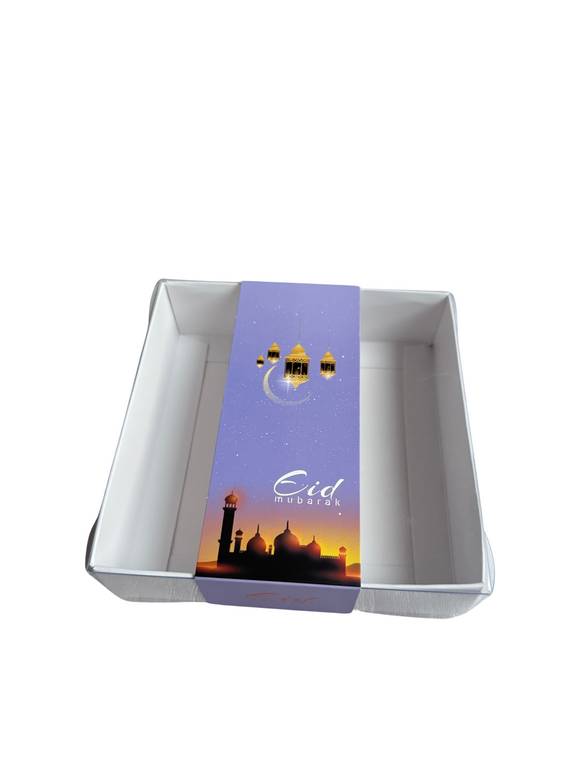 Small Clear Lid Box With Purple Eid Sleeve - Multiple Sizes