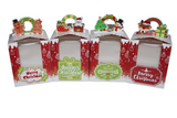 Christmas Themed One Hold Cupcake Box with Handle – Pack of 10