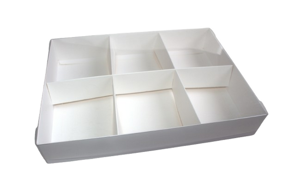 Clear Lid 6 Grid Box - Doughnut/Brownie Treat Box - 30x22x5cm