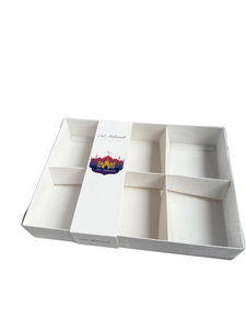 Clear Lid White Biscuit/Doughnut Box with Eid Mubarak Sleeve and Optional 6-Grid Insert – 30 x 22 x 5cm