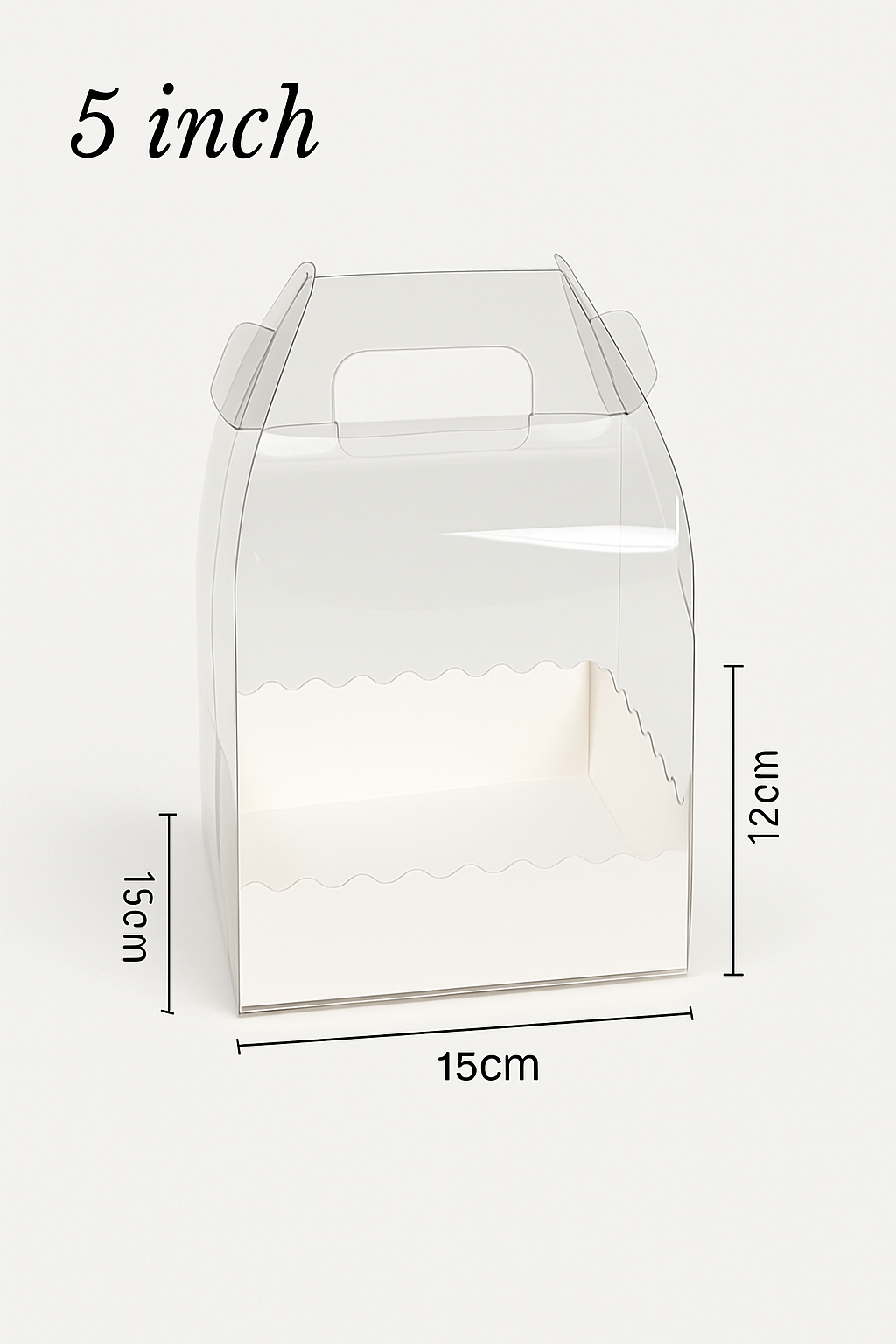 Clear Cake Box With Handle - 15x15x12/18cm - Fits 5 Inch Cake