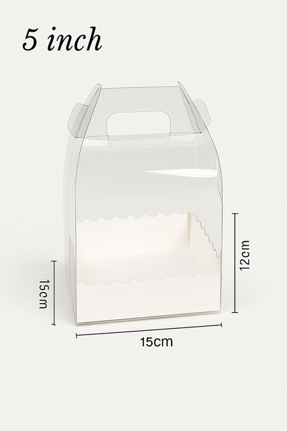Clear Cake Box With Handle - 15x15x12/18cm - Fits 5 Inch Cake