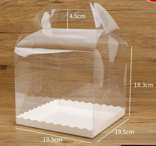 Clear Cake Box With Handle - 19.5x19.5x14/18.3cm - Fits 6/7 inch Cake