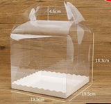 Clear Cake Box With Handle - 19.5x19.5x14/18.3cm