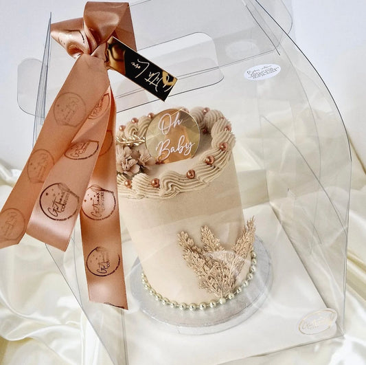 Clear Cake Box With Handle - 19.5x19.5x14/18.3cm - Fits 6/7 inch Cake