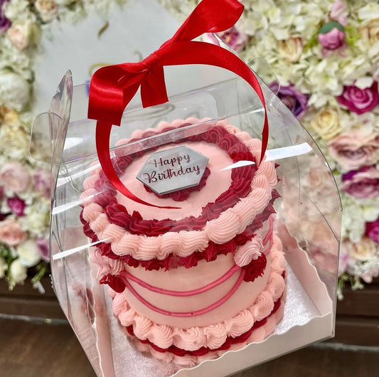Clear Cake Box With Handle - 15x15x12/18cm - Fits 5 Inch Cake