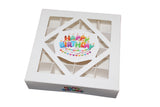 Empty Happy Birthday Multi-Colour Window Boxes - 15x15x3.5cm