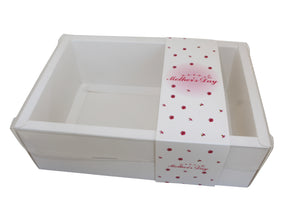 Clear Lid White Deep Border Box With Happy Mothers Day sleeve - 24 x 16 x 8 cm