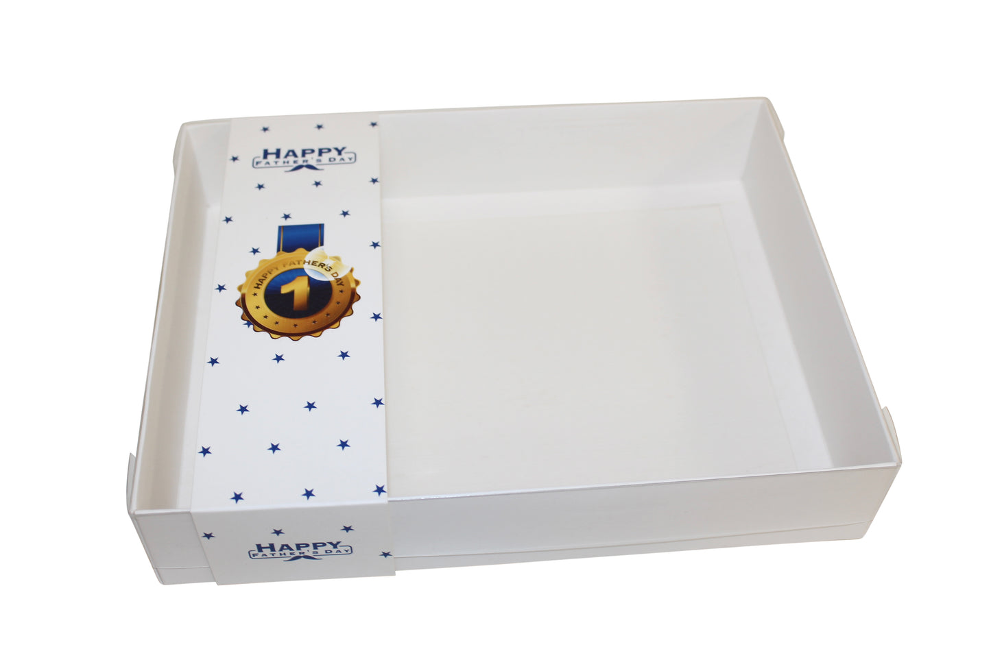 Clear lid White box with Father’s Day sleeve - 26 x 20 x 5cm