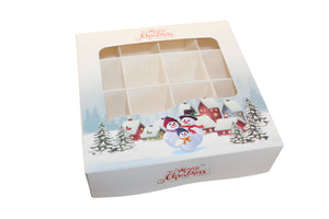 Snowman family window section boxes - 18x18x5cm
